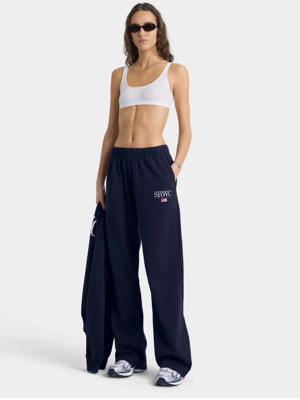 Nautical Embroidered Wide Sweatpant - Navy/White